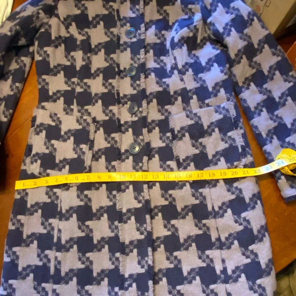 Boden Purple Houndstooth Wool Coat with Gold Satin Lining - Picture 7 of 9